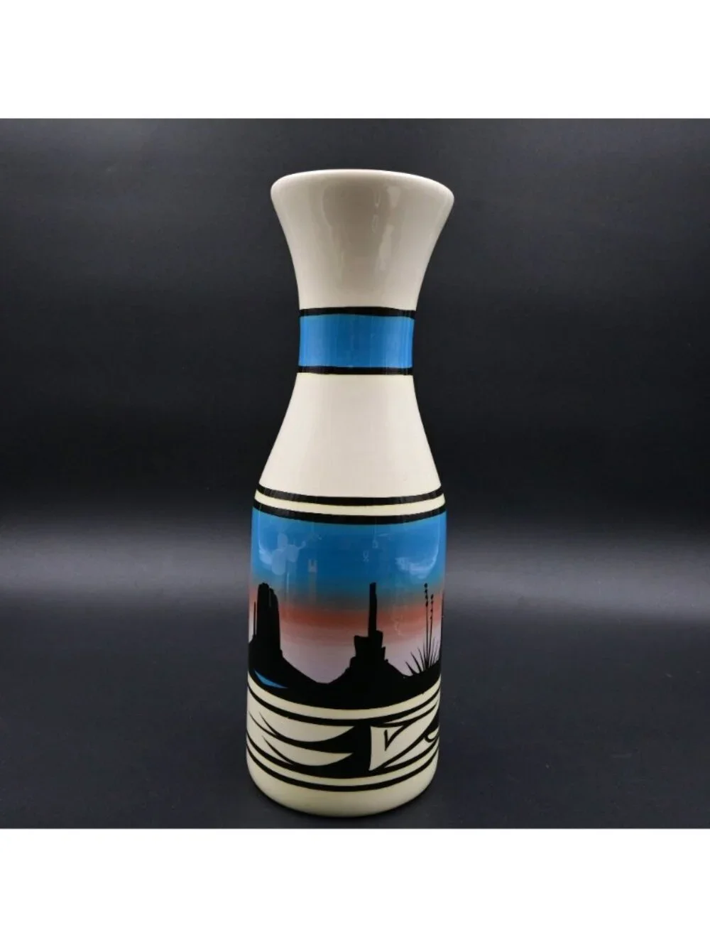 Cedar Mesa Navajo Art Pottery Vase Southwestern Hand Painted Desert Valley